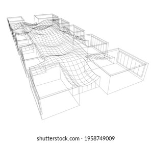 architectural drawing of modern building