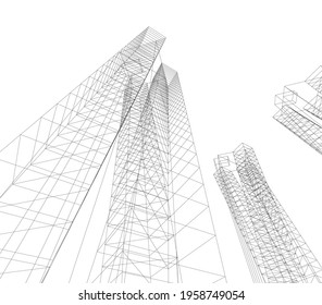 architectural drawing of modern building