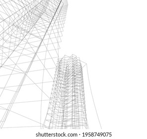 architectural drawing of modern building
