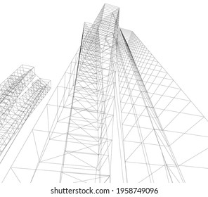 architectural drawing of modern building