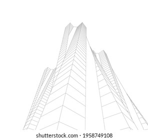 architectural drawing of modern building