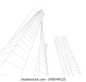 architectural drawing of modern building