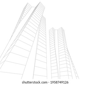 architectural drawing of modern building