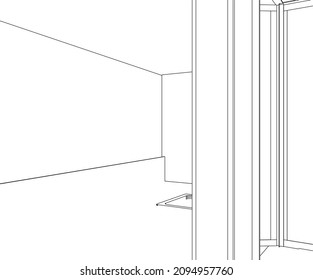 architectural drawing of modern building 3D illustration