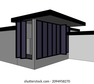 dibujo arquitectónico del edificio moderno ilustración 3D