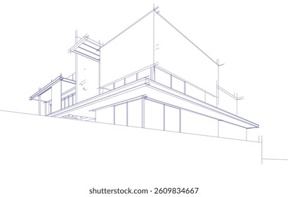 Architectural drawing of a modern house