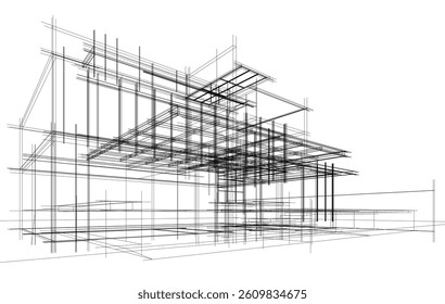 Architectural drawing of a modern house