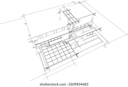 Architectural drawing of a modern house