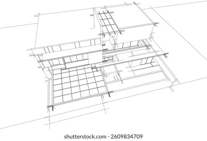 Architectural drawing of a modern house