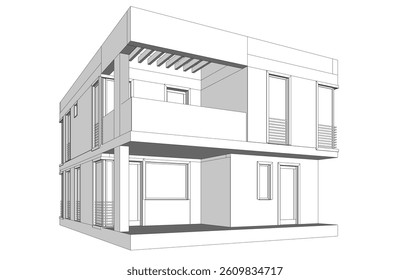 Architectural drawing of a modern house
