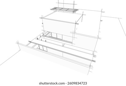 Architectural drawing of a modern house