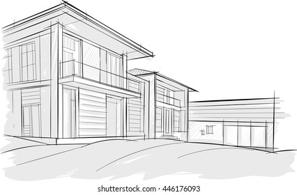 Architectural drawing of office buildings