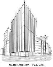 Architectural drawing of office buildings
