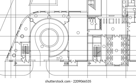 Architectural drawing on white background 3d illustration