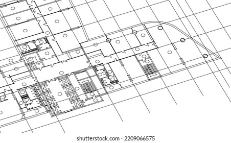 Architectural drawing on white background 3d illustration
