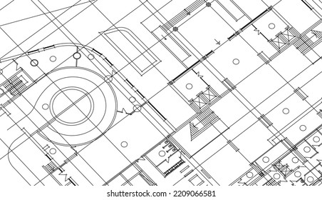 Dibujo arquitectónico sobre fondo blanco Ilustración 3d