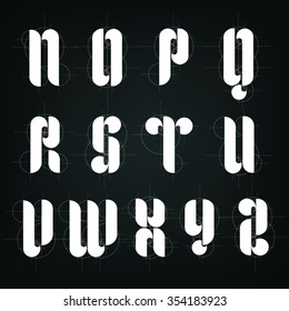 Architectural drawing plane alphabet. Engineer drawn typeface