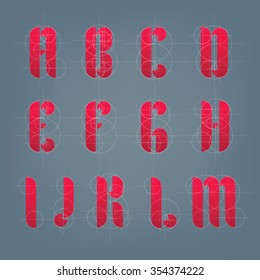 Architectural drawing plane alphabet. Engineer drawn typeface