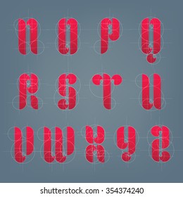 Architectural drawing plane alphabet. Engineer drawn typeface