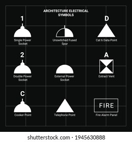 Architectural drawing symbol. Electrical symbol. Vector style