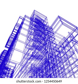 Architectural drawing vector 3d illustration