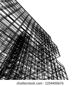 Architectural drawing vector 3d illustration