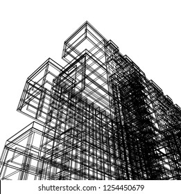 Architectural drawing vector 3d illustration