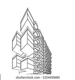 Architectural drawing vector 3d illustration