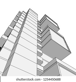 Architectural drawing vector 3d illustration
