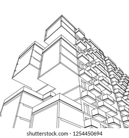 Architectural drawing vector 3d illustration