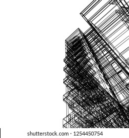 Architectural drawing vector 3d illustration