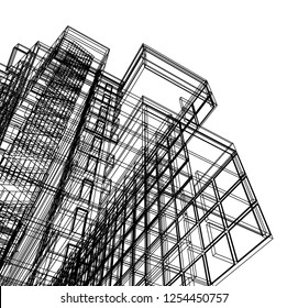 Architectural drawing vector 3d illustration