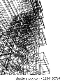 Architectural drawing vector 3d illustration