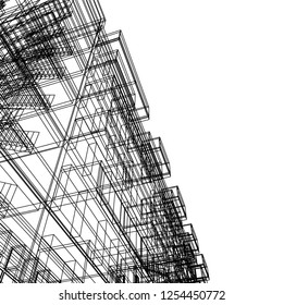 Architectural drawing vector 3d illustration