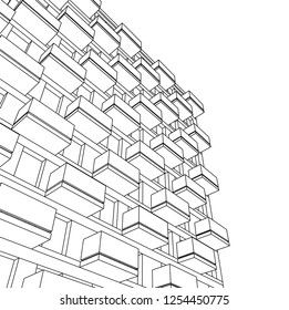 Architectural drawing vector 3d illustration