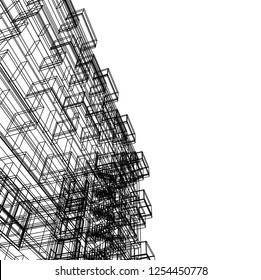 Architectural drawing vector 3d illustration