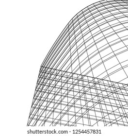 Architectural drawing vector 3d illustration
