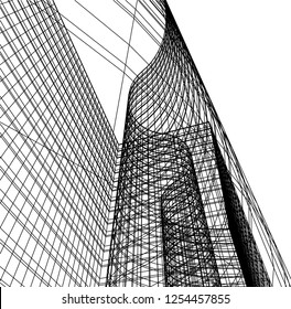 Architectural drawing vector 3d illustration
