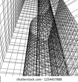 Architectural drawing vector 3d illustration
