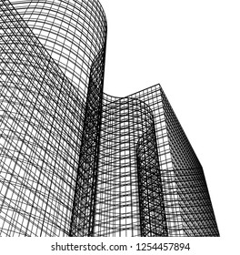 Architectural drawing vector 3d illustration
