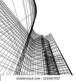 Architectural drawing vector 3d illustration

