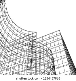Architectural drawing vector 3d illustration
