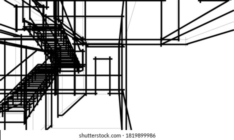 Dibujo arquitectónico vector 3d ilustración