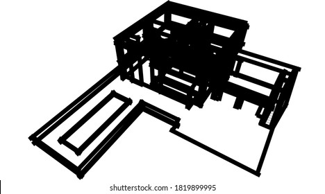 Dibujo arquitectónico vector 3d ilustración