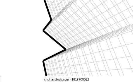 Dibujo arquitectónico vector 3d ilustración