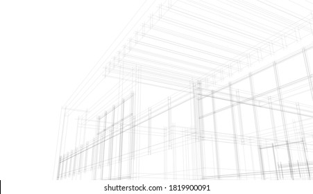 Architekturzeichnung, Vektorgrafik 3D-Illustration