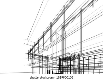 Dibujo arquitectónico vector 3d ilustración