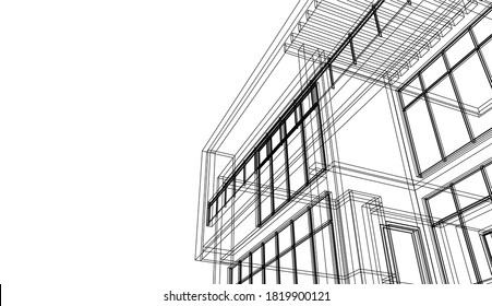 Architectural drawing vector 3d illustration
