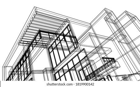 Architectural drawing vector 3d illustration