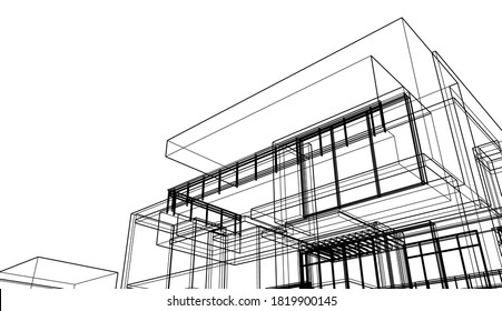 Architectural drawing vector 3d illustration